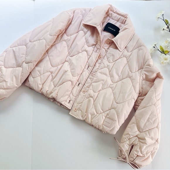 Coach Women’s Quilted Blouson Jacket In Recycled Nylon Pink Medium - Picture 5 of 11